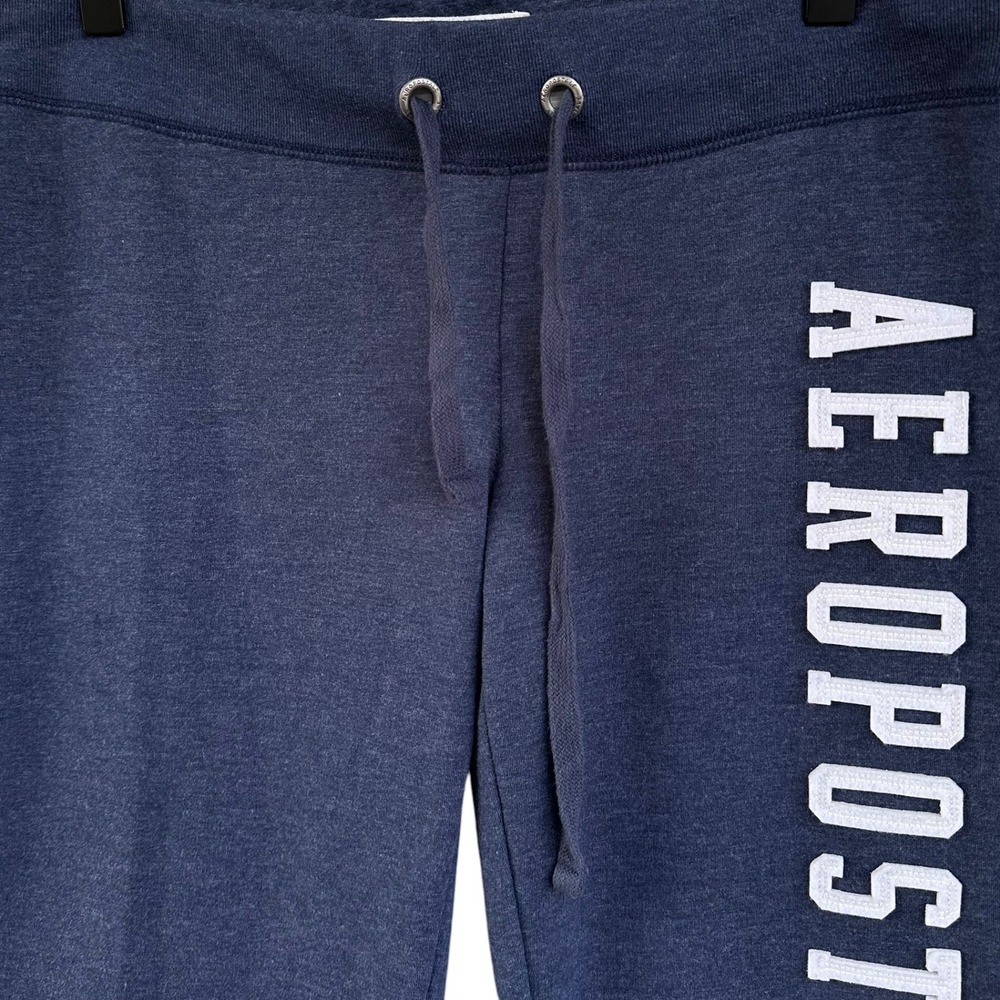 Aeropostale Women's Medium Blue Heather Spellout Graphic Flare Sweatpants Y2K - Picture 3 of 10